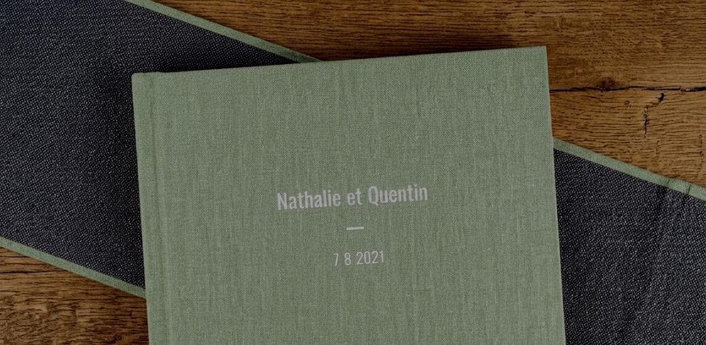 Album de mariage Le Classique en toile Océan avec marquage à chaud